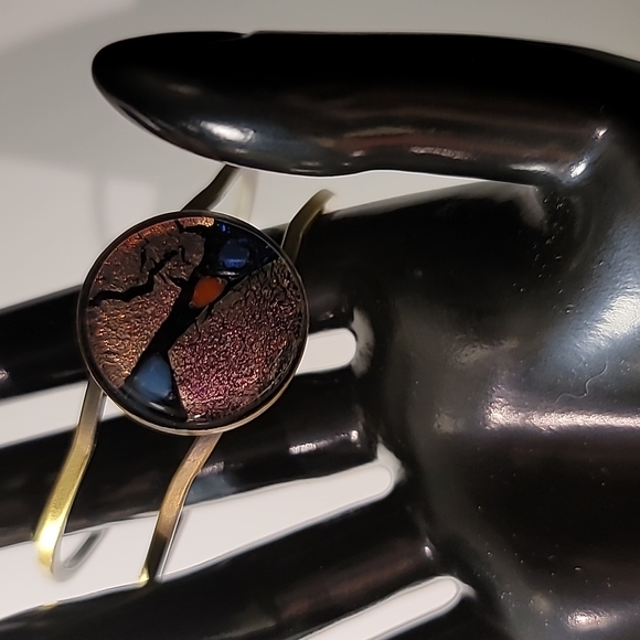 Dichroic Glass Clamper Bracelet - Picture 2 of 5